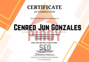 pinoy seo certificate