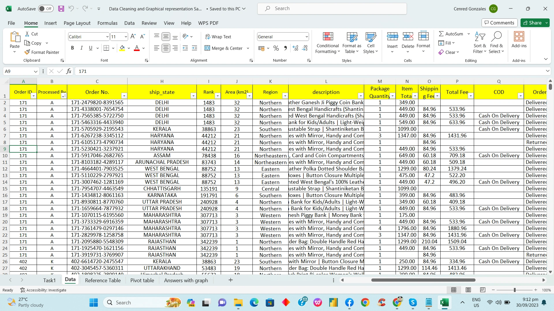 excel data after cleaning