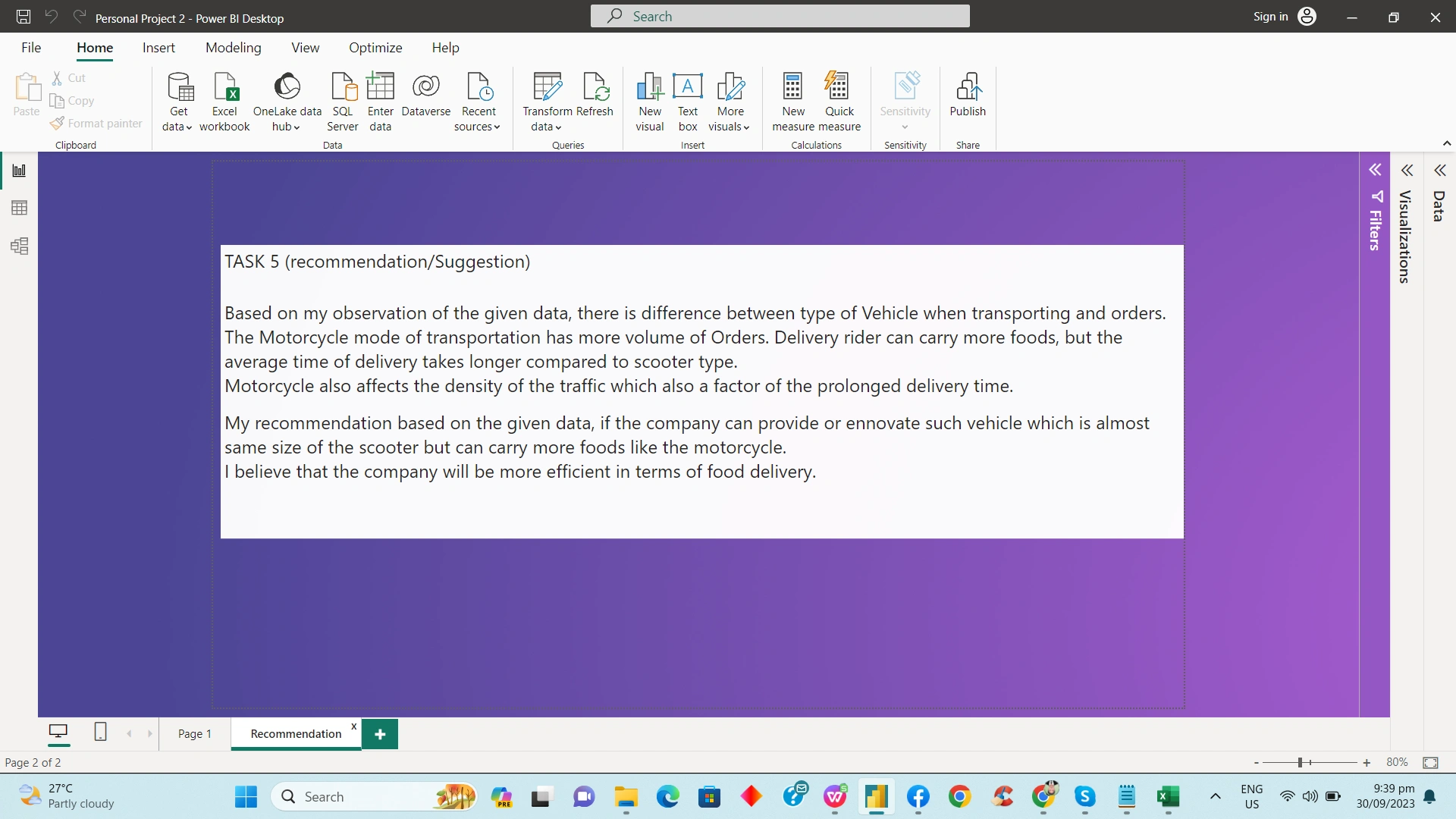 powerbi analysis and recommendation